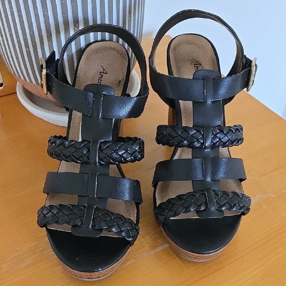 American Eagle Outfitters Black Braided Heels